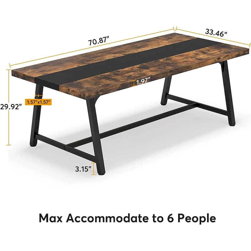 Table de conférence rectangulaire de 180 cm pour 6 à 8 personnes