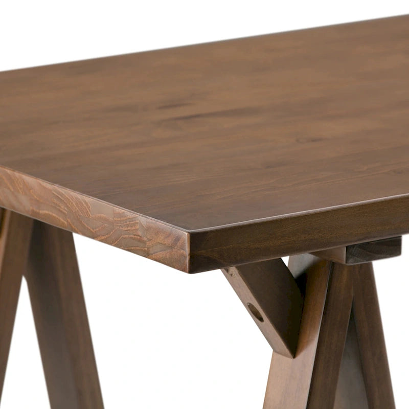 Bureau en bois massif de style industriel, 142 cm de large