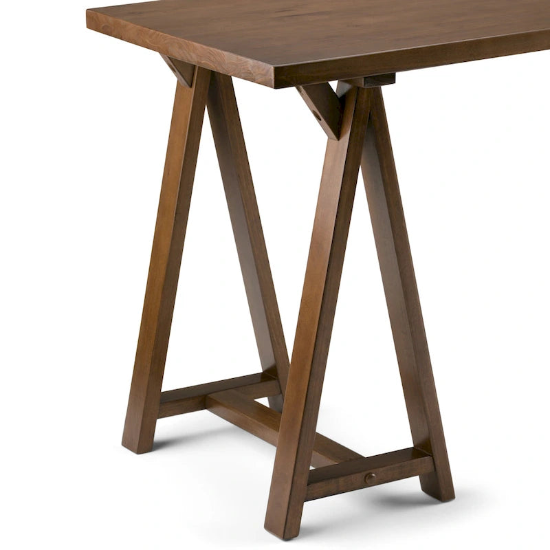Bureau en bois massif de style industriel, 142 cm de large