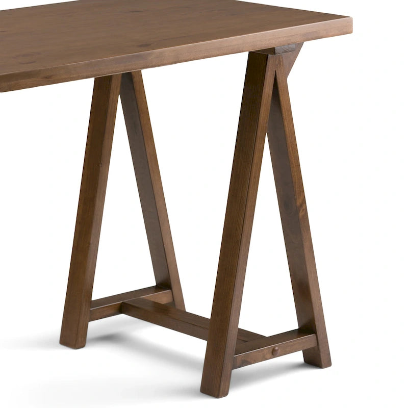 Bureau en bois massif de style industriel, 142 cm de large