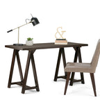Bureau en bois massif de style industriel, 142 cm de large