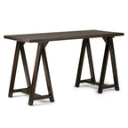 Bureau en bois massif de style industriel, 142 cm de large