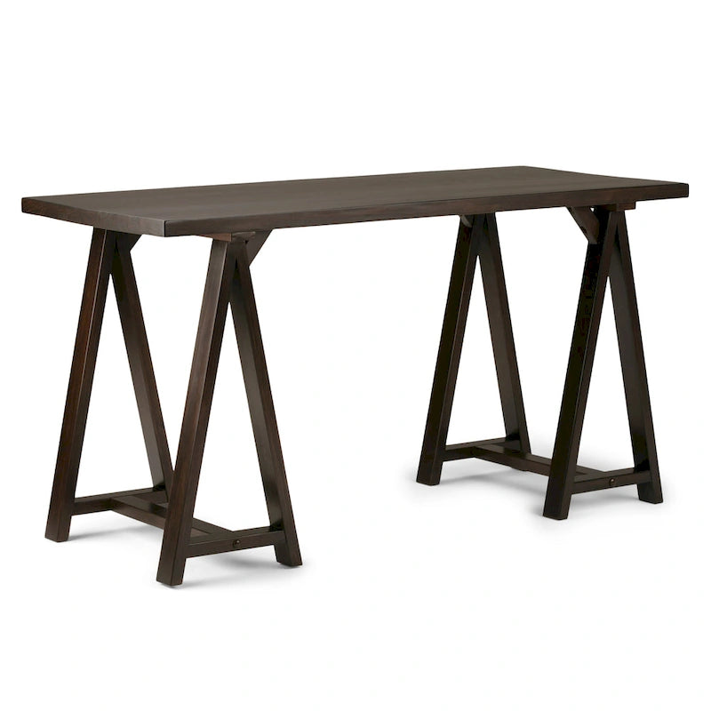 Bureau en bois massif de style industriel, 142 cm de large