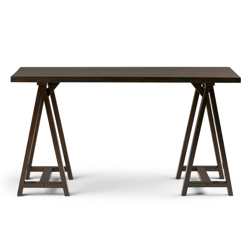 Bureau en bois massif de style industriel, 142 cm de large