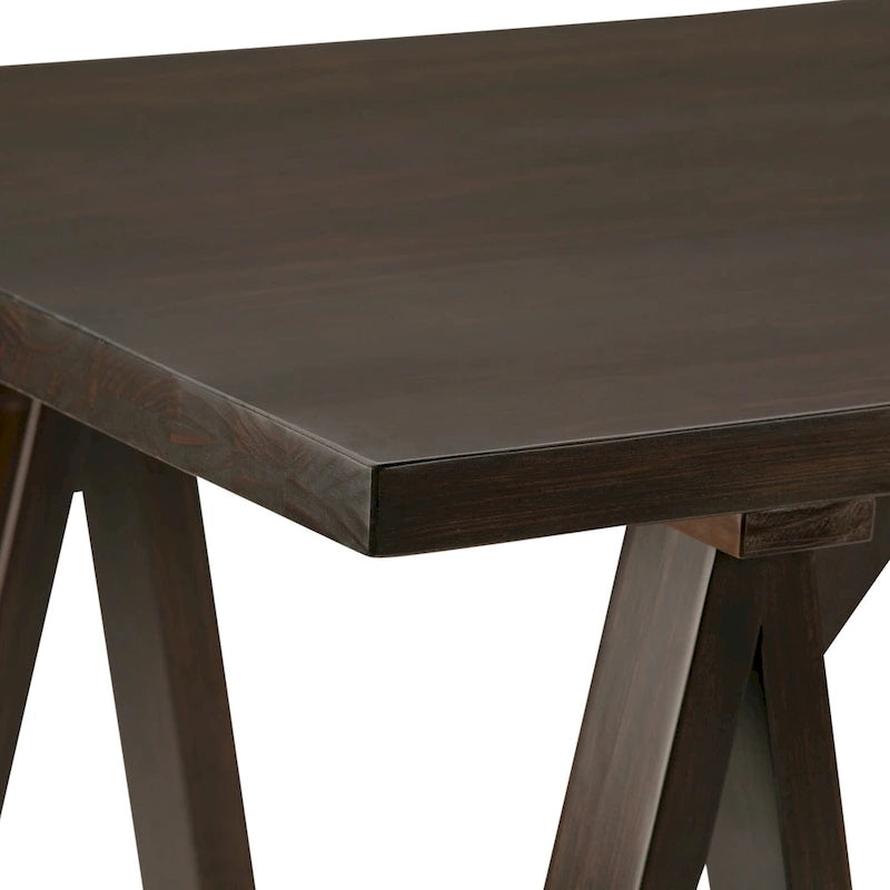 Bureau en bois massif de style industriel, 142 cm de large