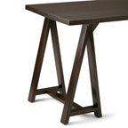 Bureau en bois massif de style industriel, 142 cm de large
