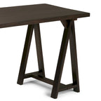 Bureau en bois massif de style industriel, 142 cm de large