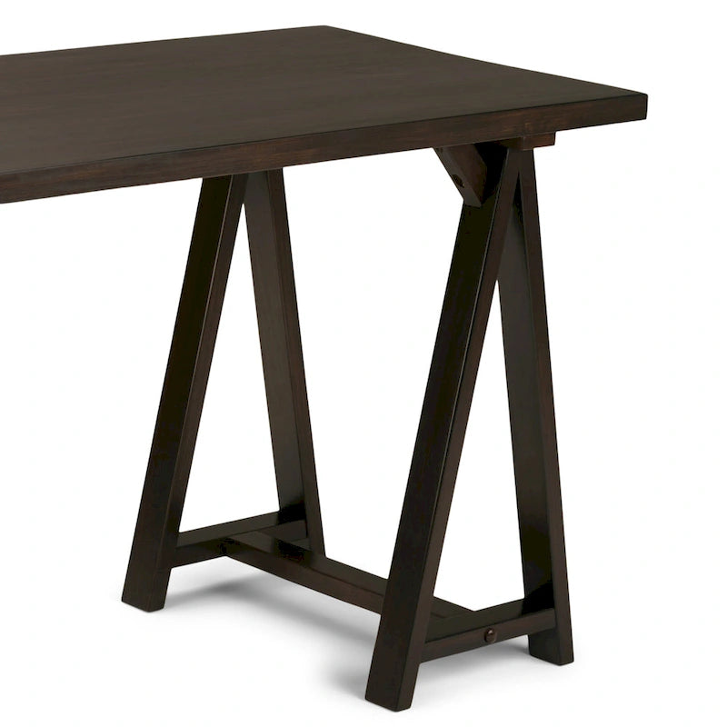 Bureau en bois massif de style industriel, 142 cm de large