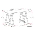 Bureau en bois massif de style industriel, 142 cm de large