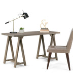Bureau en bois massif de style industriel, 142 cm de large