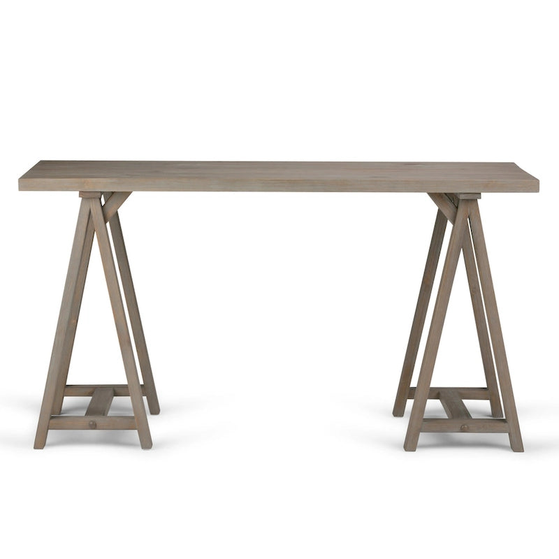 Bureau en bois massif de style industriel, 142 cm de large