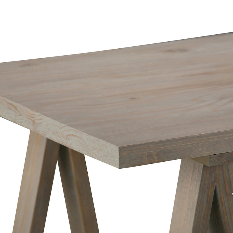 Bureau en bois massif de style industriel, 142 cm de large