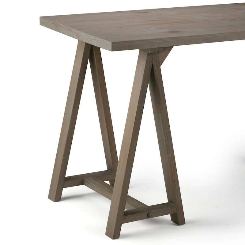 Bureau en bois massif de style industriel, 142 cm de large