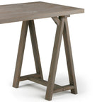 Bureau en bois massif de style industriel, 142 cm de large