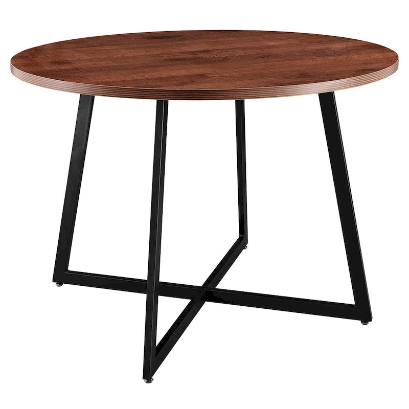 Table à manger ronde de 105,4 cm avec plateau en mélamine et pieds en acier