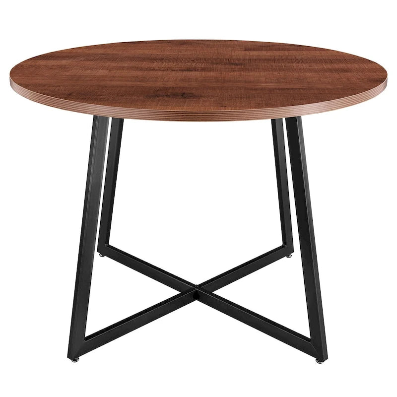 Table à manger ronde de 105,4 cm avec plateau en mélamine et pieds en acier