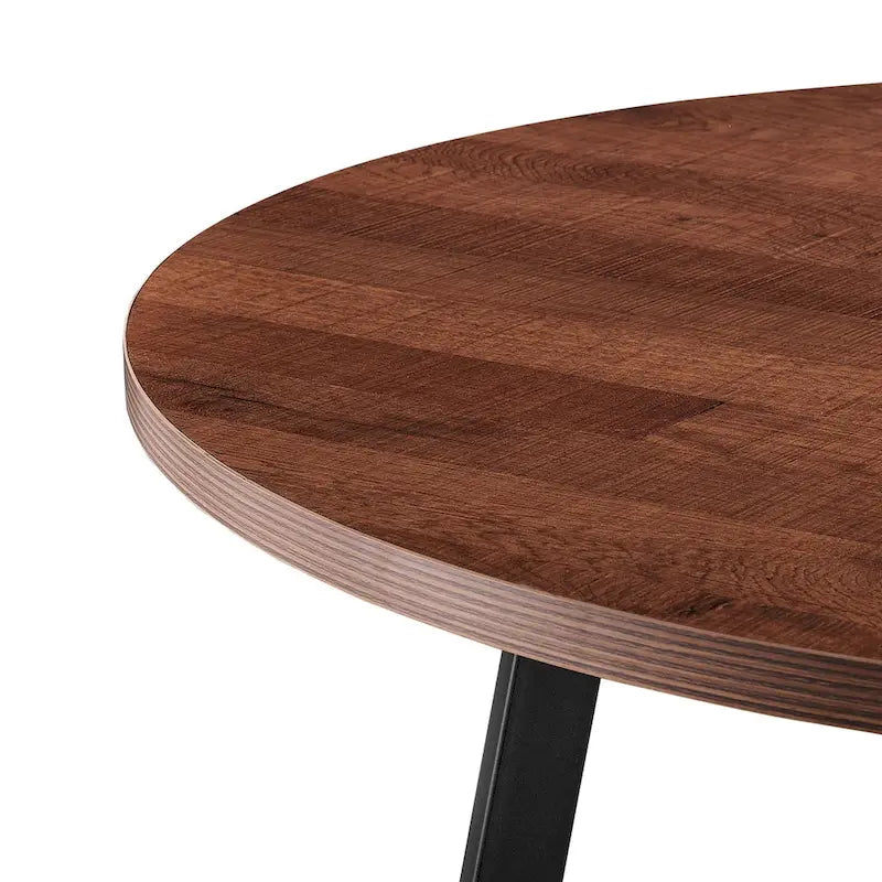 Table à manger ronde de 105,4 cm avec plateau en mélamine et pieds en acier