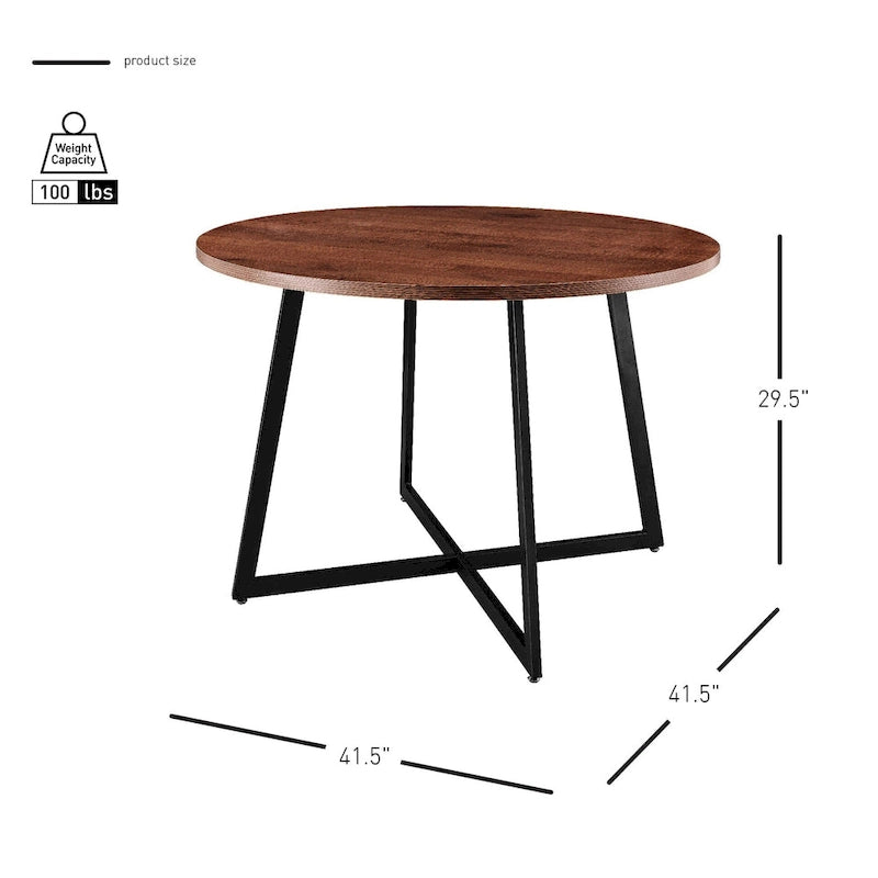 Table à manger ronde de 105,4 cm avec plateau en mélamine et pieds en acier