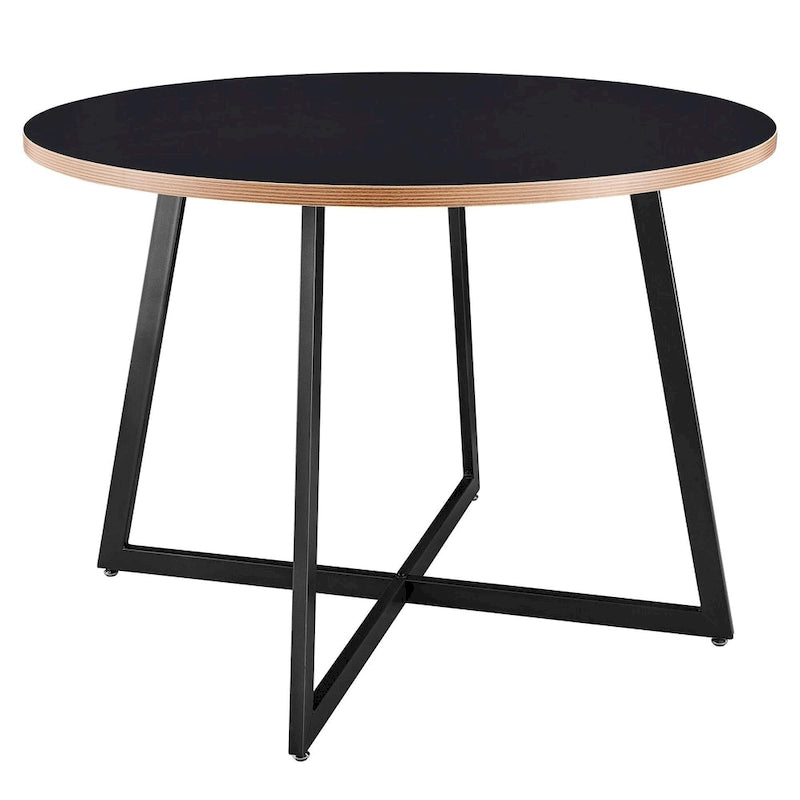 Table à manger ronde de 105,4 cm avec plateau en mélamine et pieds en acier
