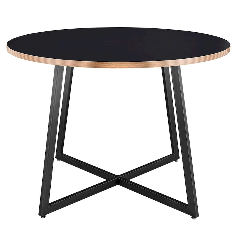 Table à manger ronde de 105,4 cm avec plateau en mélamine et pieds en acier