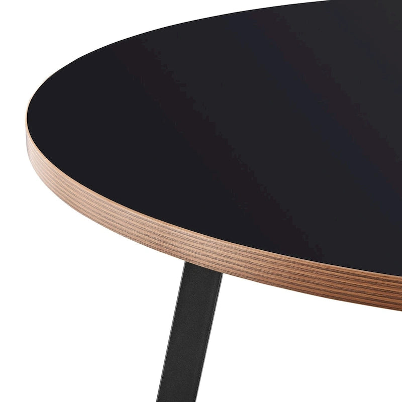 Table à manger ronde de 105,4 cm avec plateau en mélamine et pieds en acier