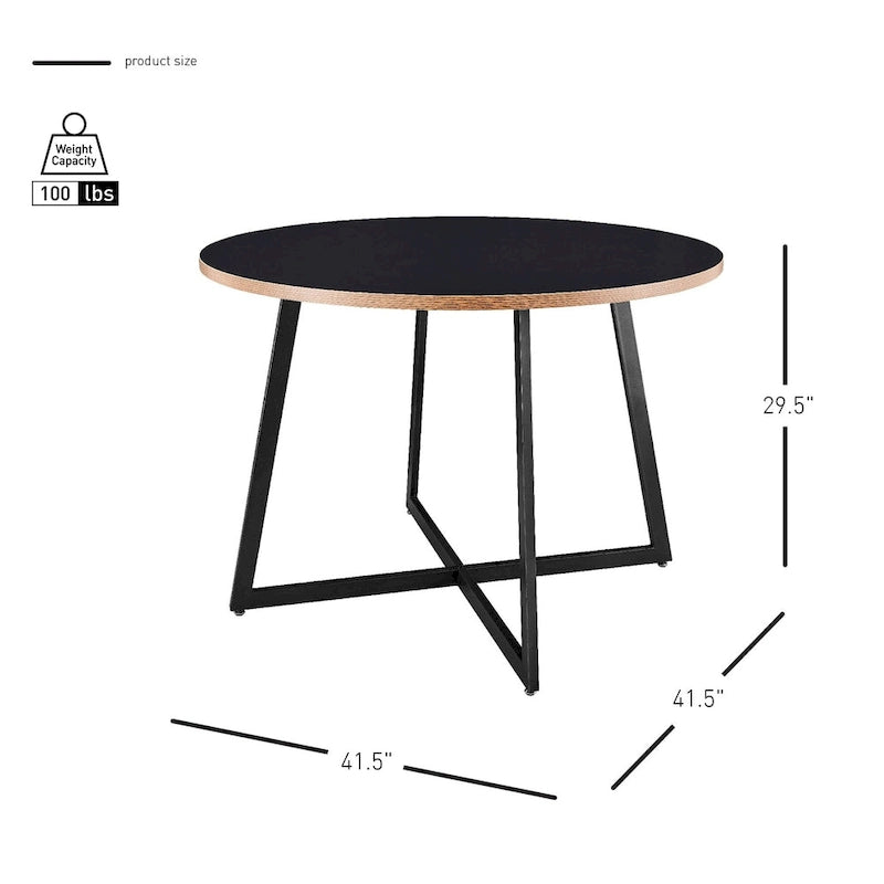 Table à manger ronde de 105,4 cm avec plateau en mélamine et pieds en acier
