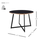 Table à manger ronde de 105,4 cm avec plateau en mélamine et pieds en acier