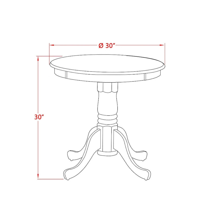 Table à manger ronde à pied central – Plateau couleur cerise et piètement couleur crème au beurre
