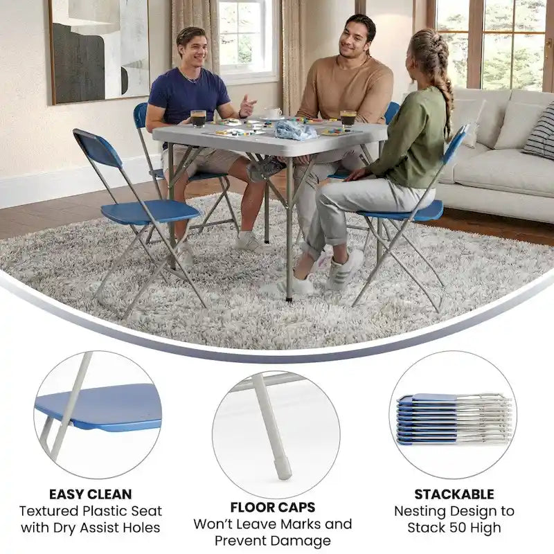 Chaise pliante en plastique de qualité commerciale - Lot de 2 - Capacité de 295 kg