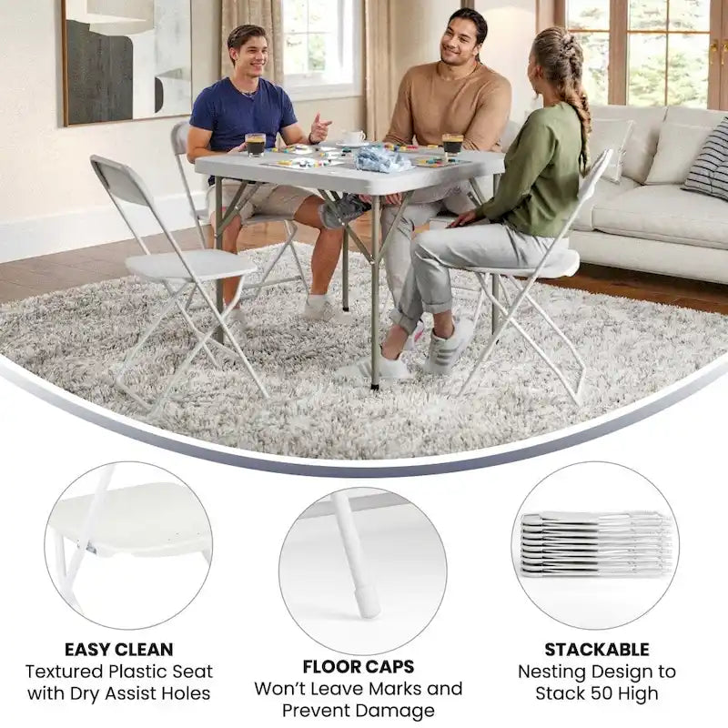 Chaise pliante en plastique de qualité commerciale - Lot de 2 - Capacité de 295 kg
