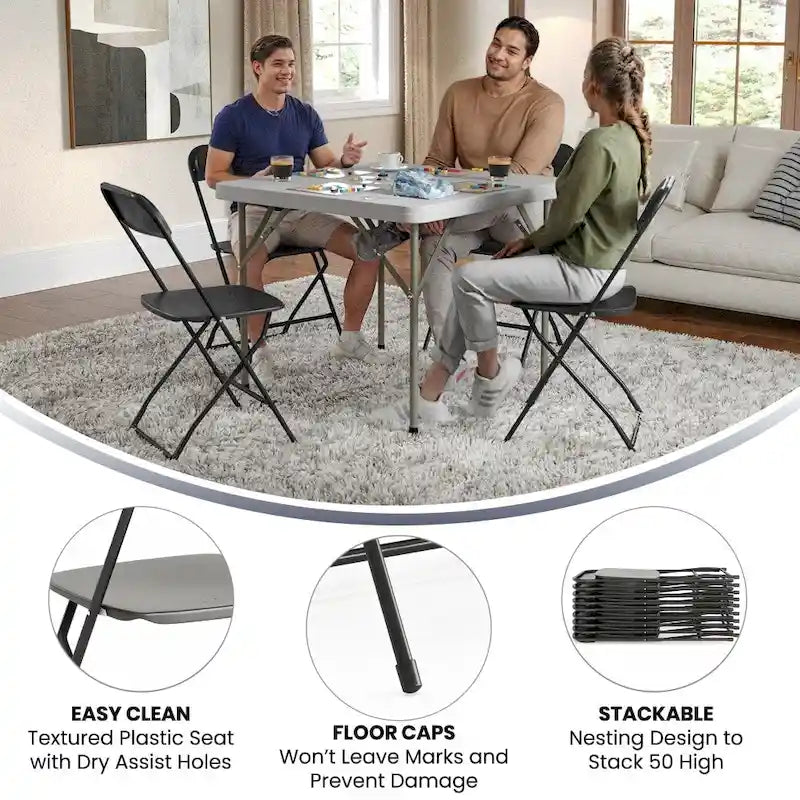 Chaise pliante en plastique de qualité commerciale - Lot de 2 - Capacité de 295 kg