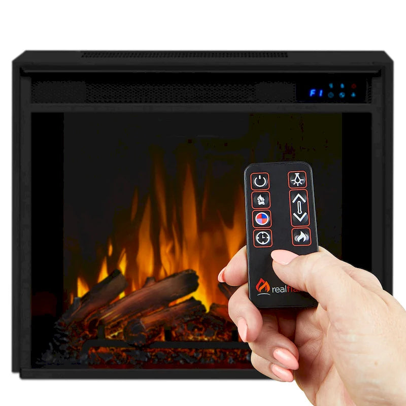Meuble TV cheminée électrique en acajou foncé - 75,5 L x 21,5 P x 27,7 H