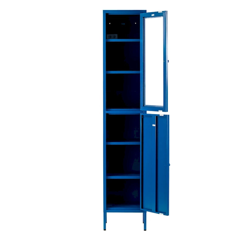 Armoire de rangement en métal bleue à deux portes de 71 pouces