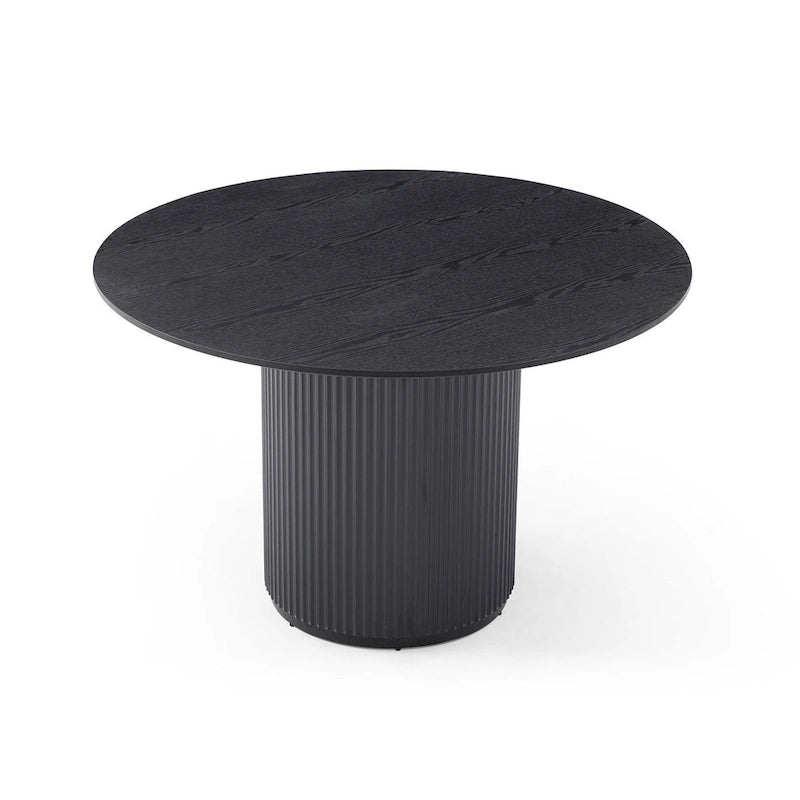 Table à manger ronde avec pied central – Plateau MDF 47", finition noire