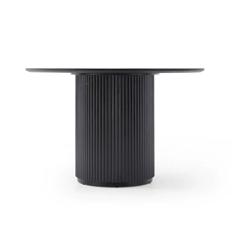 Table à manger ronde avec pied central – Plateau MDF 47", finition noire