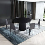 Table à manger ronde avec pied central – Plateau MDF 47", finition noire
