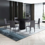 Table à manger ronde avec pied central – Plateau MDF 47", finition noire