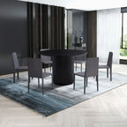 Table à manger ronde avec pied central – Plateau MDF 47", finition noire