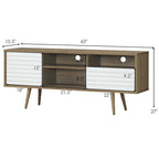 Meuble TV moderne avec 3 étagères, tiroir de rangement et placard – Chêne et blanc