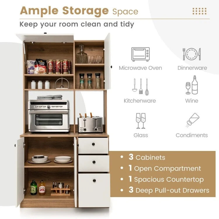 Meuble de cuisine de 180 cm avec 3 armoires et 3 tiroirs