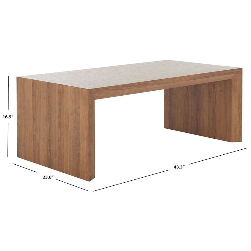 Table basse 43 po L x 24 po P x 17 po H – Placage bois, bord cascade