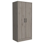 Armoire double porte avec deux étagères, une tringle et un tiroir - Gris clair