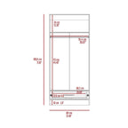Armoire double porte avec deux étagères, une tringle et un tiroir - Gris clair