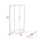 Armoire double porte avec deux étagères, une tringle et un tiroir - Gris clair