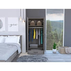 Armoire double porte avec deux étagères, une tringle et un tiroir - Gris clair