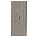 Armoire double porte avec deux étagères, une tringle et un tiroir - Gris clair
