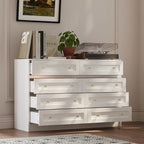 Commode et coiffeuse blanches avec poignées en cristal