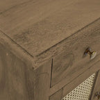 Table de chevet en rotin avec tiroir et rangement fermé