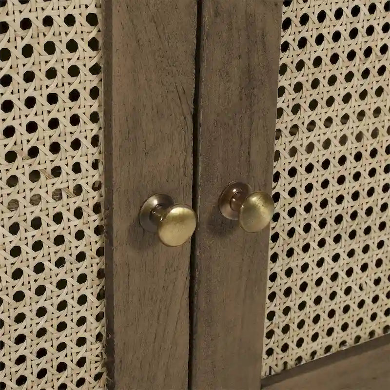 Table de chevet en rotin avec tiroir et rangement fermé