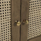 Table de chevet en rotin avec tiroir et rangement fermé